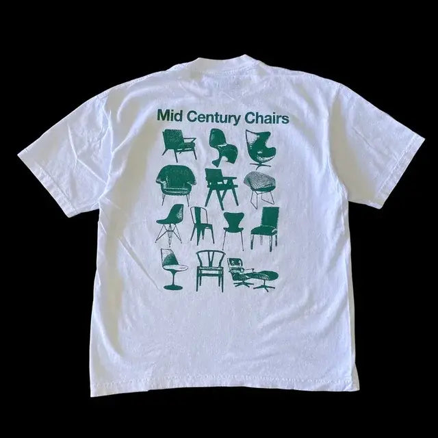 Retro Medieval Chair Pattern Printed T-shirt: Harajuku Style